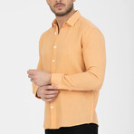 Crinkled Button-Down (White Buttons) Long Sleeve Shirt // Yellow (M)