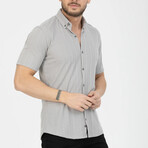 Solid Button-Down (Black Buttons) Short Sleeve Shirt // Gray (L)