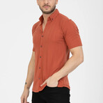 Solid Button-Down (Black Buttons) Short Sleeve Shirt // Tile (XS)