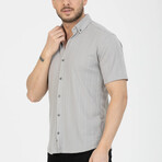 Solid Button-Down (Black Buttons) Short Sleeve Shirt // Gray (L)
