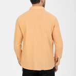 Crinkled Button-Down (White Buttons) Long Sleeve Shirt // Yellow (M)