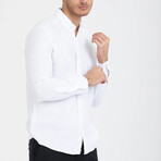 Solid Button-Down (White Buttons) Long Sleeve Shirt // White (L)