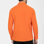Crinkled Button-Down (White Buttons) Long Sleeve Shirt // Orange (M)