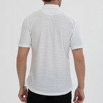 Striped Button-Down (Black Buttons) Short Sleeve Shirt // White (2XL)