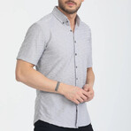 Textured Button-Down (Black Buttons) Short Sleeve Shirt // Gray (XL)