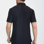 Textured Button-Down (Black Buttons) Short Sleeve Shirt // Black (M)