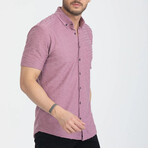 Textured Button-Up (Black Buttons) Short Sleeve Shirt // Lilac (M)