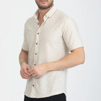 Textured Button-Up (Black Buttons) Short Sleeve Shirt // Beige (L)