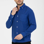 Textured Button-Down (White Buttons) Long Sleeve Shirt // Sax Blue (2XL)