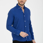 Textured Button-Down (White Buttons) Long Sleeve Shirt // Sax Blue (2XL)