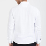 Solid Button-Down (White Buttons) Long Sleeve Shirt // White (L)