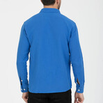 Crinkled Button-Down (White Buttons) Long Sleeve Shirt // Sax Blue (L)