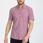 Textured Button-Up (Black Buttons) Short Sleeve Shirt // Lilac (M)