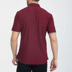 Textured Button-Up (Black Buttons) Short Sleeve Shirt // Burgundy (L)