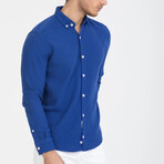 Solid Button-Down (White Buttons) Long Sleeve Shirt // Sax Blue (L)