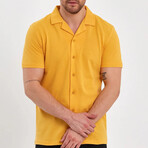 Solid Button-Down Short Sleeve Shirt // Yellow (M)