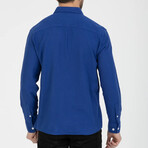 Textured Button-Down (White Buttons) Long Sleeve Shirt // Sax Blue (2XL)