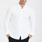 Solid Button-Down (White Buttons) Long Sleeve Shirt // White (L)