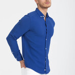 Solid Button-Down (White Buttons) Long Sleeve Shirt // Sax Blue (L)