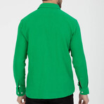 Crinkled Button-Down (White Buttons) Long Sleeve Shirt // Green (M)