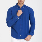 Solid Button-Down (White Buttons) Long Sleeve Shirt // Sax Blue (L)
