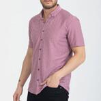 Textured Button-Up (Black Buttons) Short Sleeve Shirt // Lilac (M)