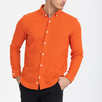 Solid Button-Down (White Buttons) Long Sleeve Shirt // Orange (L)