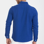 Solid Button-Down (White Buttons) Long Sleeve Shirt // Sax Blue (L)