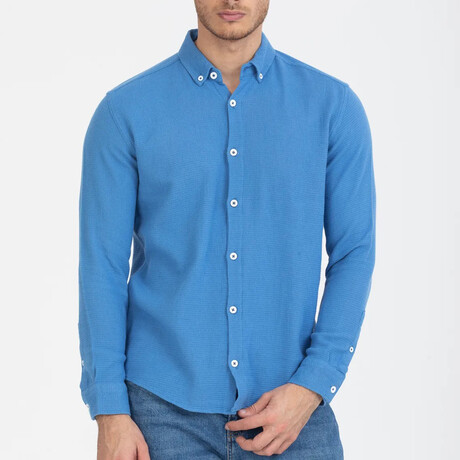 Solid Button-Down (White Buttons) Long Sleeve Shirt // Light Blue (XS)