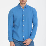Solid Button-Down (White Buttons) Long Sleeve Shirt // Light Blue (L)
