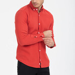 Solid Button-Down (White Buttons) Long Sleeve Shirt // Red (XL)