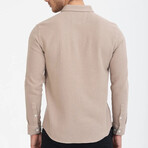 Solid Button-Down (White Buttons) Long Sleeve Shirt // Beige (2XL)