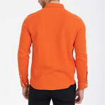 Solid Button-Down (White Buttons) Long Sleeve Shirt // Orange (L)