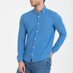 Solid Button-Down (White Buttons) Long Sleeve Shirt // Light Blue (L)