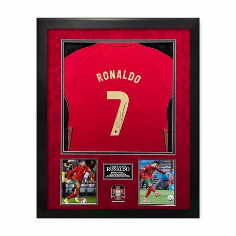 Cristiano Ronaldo // Portugal // Autographed Red Jersey + Framed