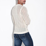 KNITTED STRIPE HENLEY // OFF-WHITE (S)