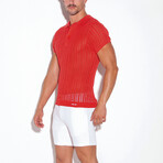 KNITTED POLO // CORAL (S)