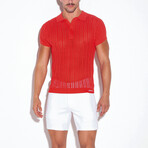 KNITTED POLO // CORAL (S)