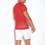 KNITTED POLO // CORAL (S)