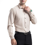 Strech Solid Long Sleeve Black Buttons Button-Up Shirt // Milky (XS)