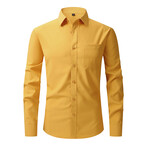 Solid Front Pocket Long Sleeve Button-Up Shirt // Yellow (S)