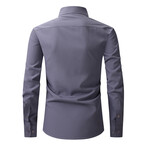 Solid Front Pocket Long Sleeve Button-Up Shirt // Dark Gray (M)