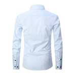Strech Solid Long Sleeve Black Buttons Button-Up Shirt // Light Blue (S)