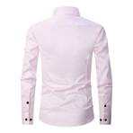 Strech Solid Long Sleeve Black Buttons Button-Up Shirt // Pink (XS)