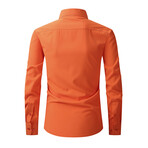 Solid Front Pocket Long Sleeve Button-Up Shirt // Orange (S)