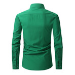 Solid Front Pocket Long Sleeve Button-Up Shirt // Green (S)