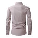 Solid Front Pocket Long Sleeve Button-Up Shirt // Light Gray (M)