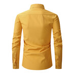 Solid Front Pocket Long Sleeve Button-Up Shirt // Yellow (S)