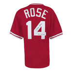 Pete Rose // Cincinnati Reds // Signed 1984 M&N Throwback Jersey w/Hit King