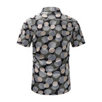 Dots Print Short Sleeve Button-Up Shirt // Black (M)